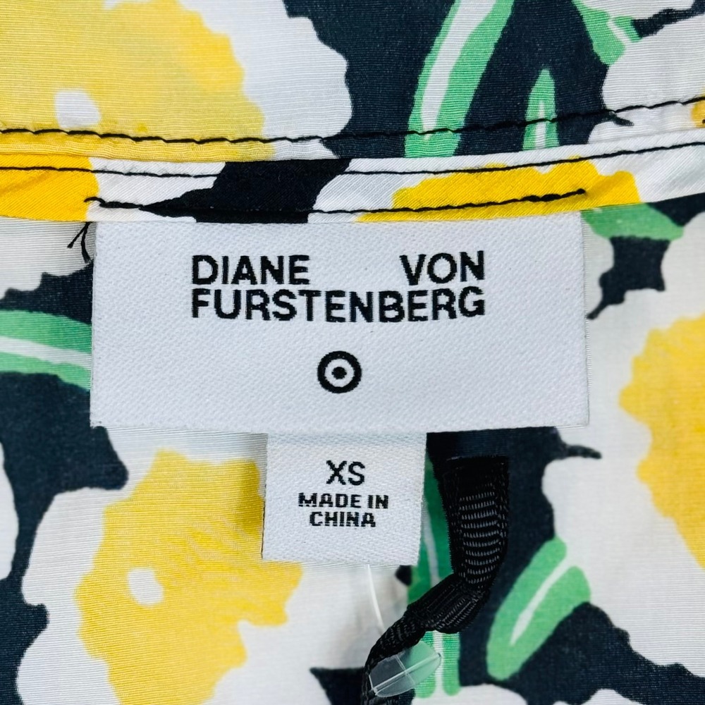 Diane von Furstenberg Target Floral Hooded Utility Vest Yellow Poppy XS NWT - Picture 4 of 5